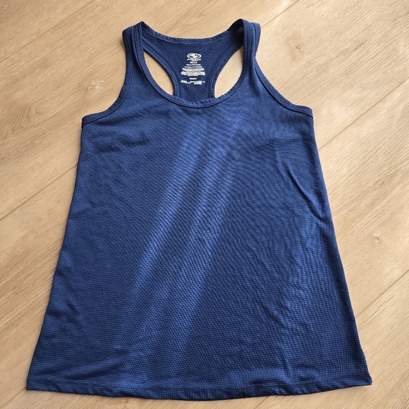 Indigo Stripe Women's Small Racerback Workout Tank Athletic Works EUC - Picture 1 of 7